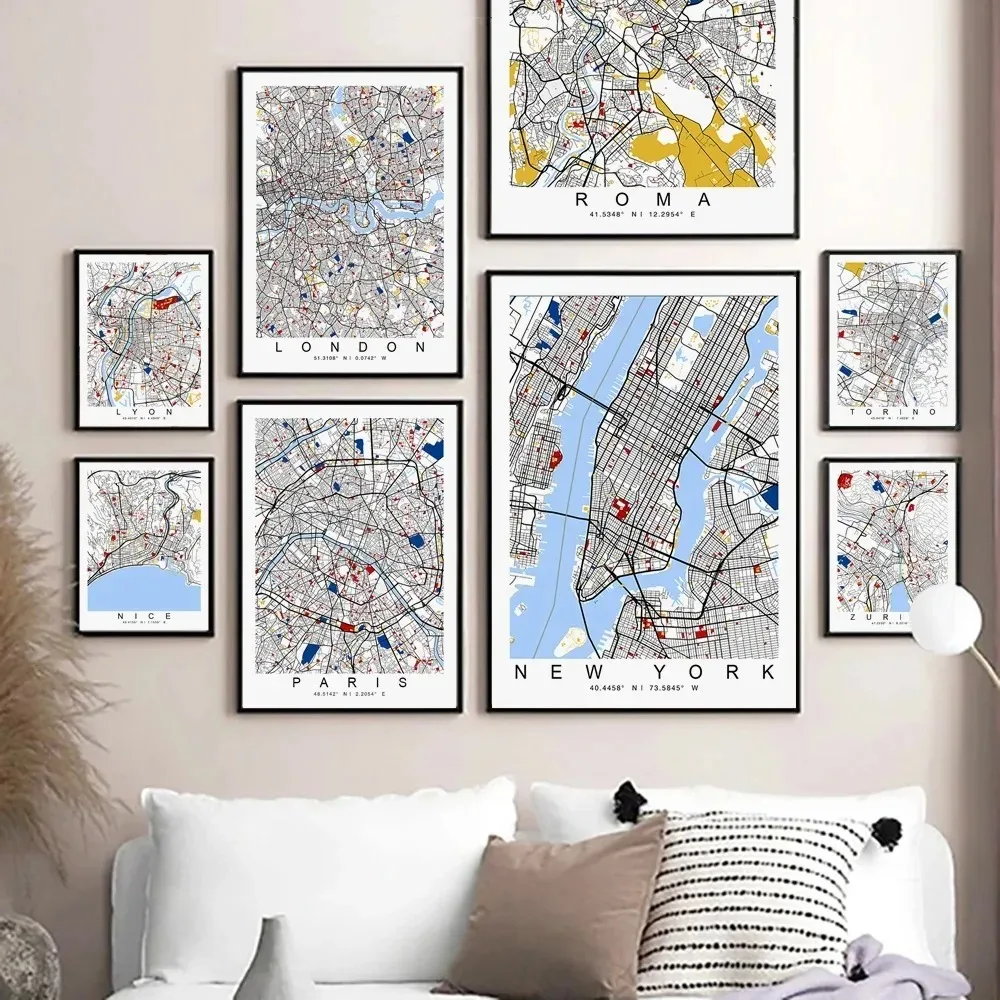 Home Office York - Poster Mappamondo Senza Cornice con Mappe