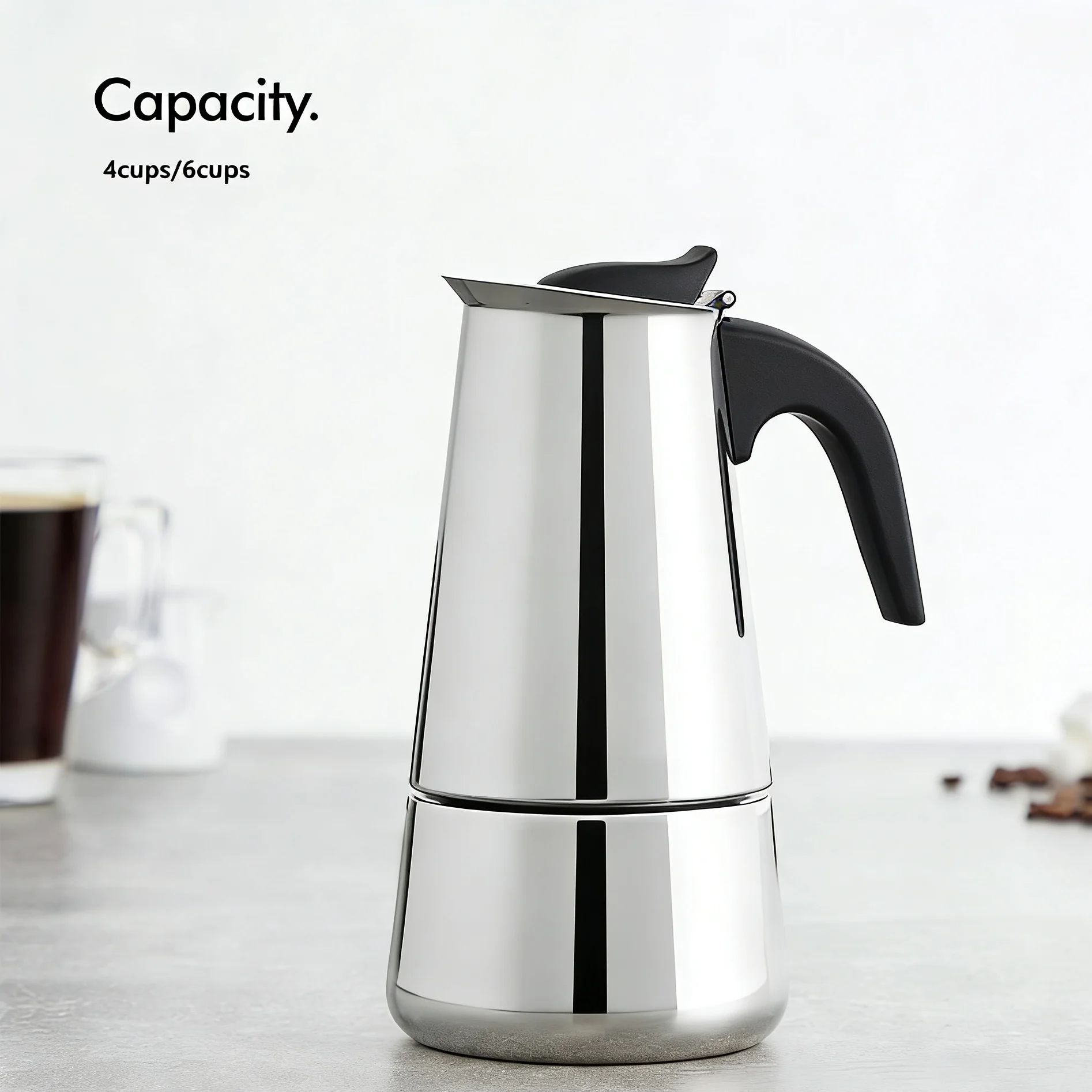 Home Office Moka - Caffettiera Moka in Acciaio Inox 4/6