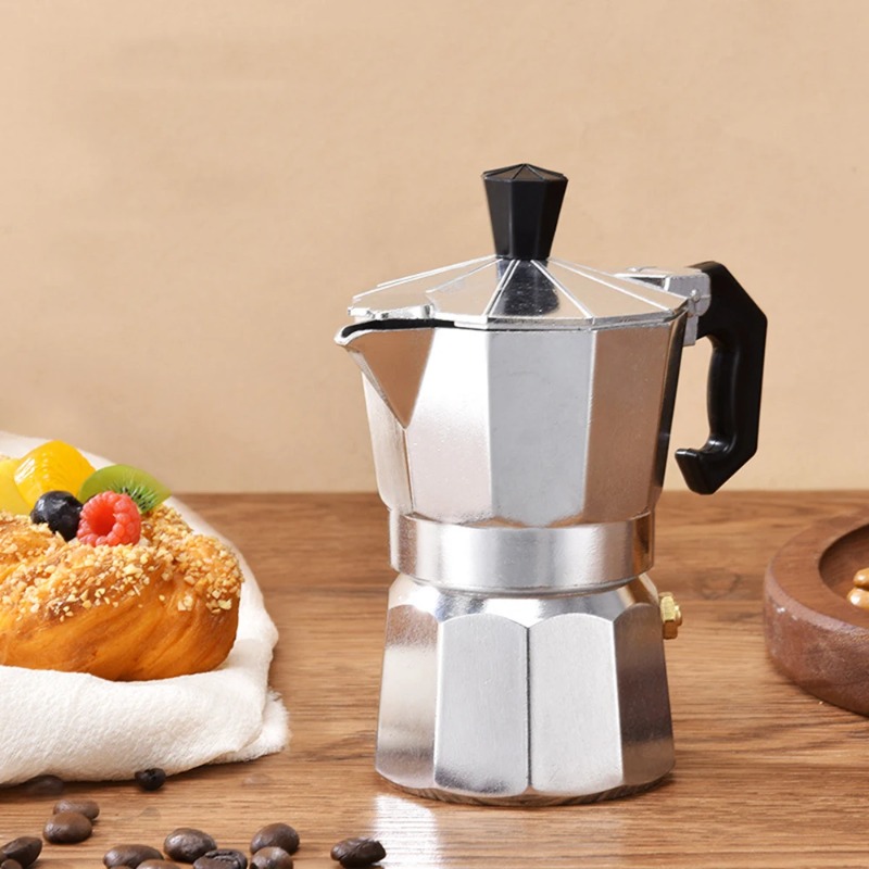 Home Office Moka - Caffettiera Moka Portatile Ottagonale in Alluminio,