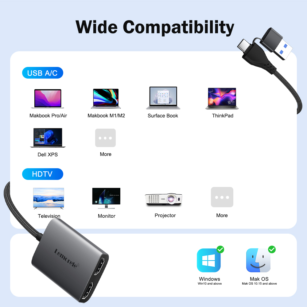 Lemorele Adattatore doppio HDM - Home Office For Mac recensione e prezzo
