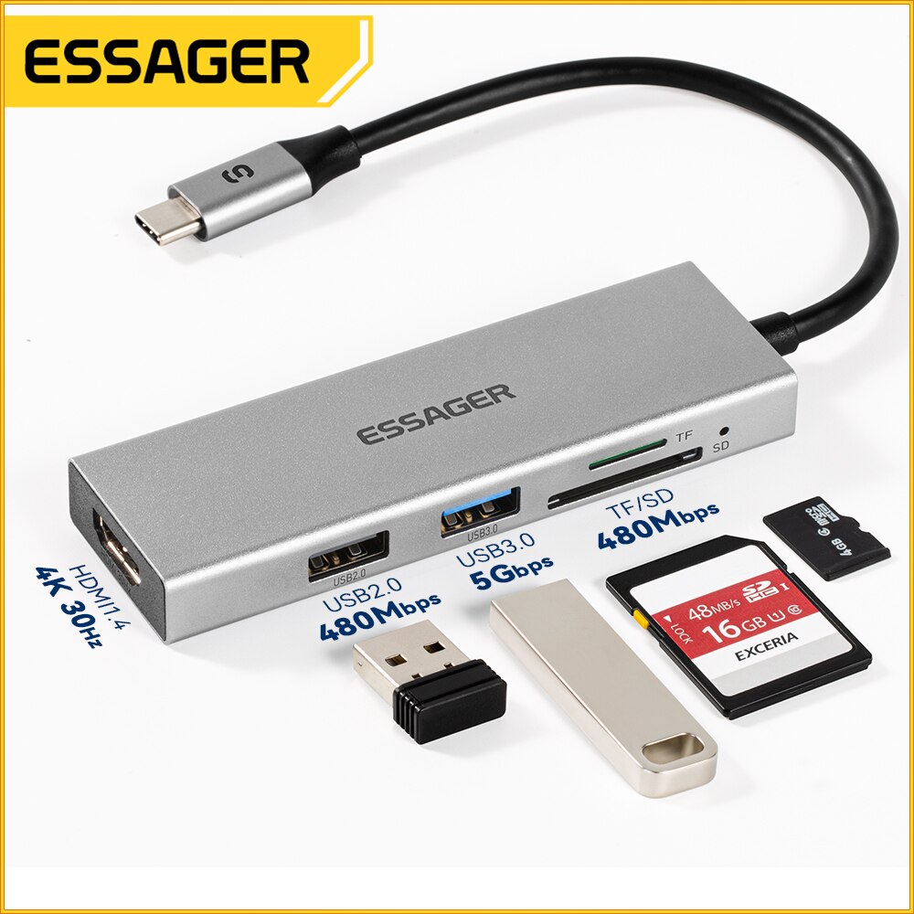 Essager 5 in 1 USB C HUB HDMI- - Home Office For Mac recensione e prezzo