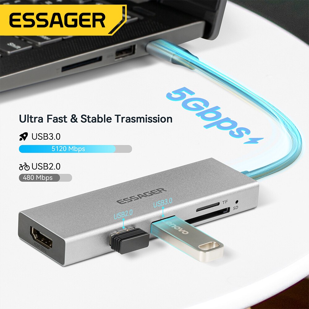 Essager 5 in 1 USB C HUB HDMI- - Home Office For Mac recensione e prezzo